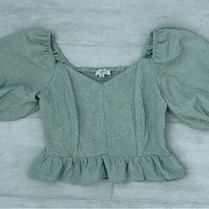 Mint Green Puff Sleeve Top